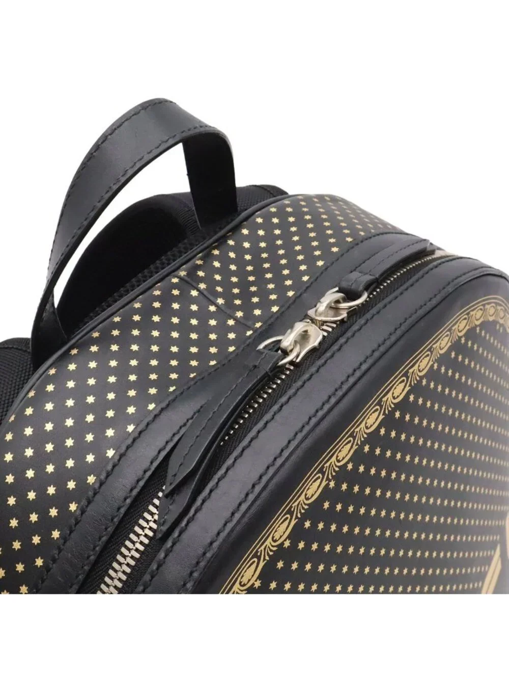 Gucci Guccy Backpack Star Pattern Leather Black Gold
